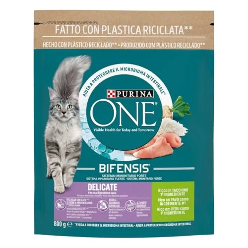 Purina One Bifensis - Delicate Croquetas para Gatos y Pavo 800 g