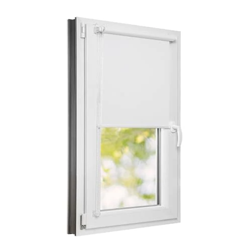 Tijdelijke aanbieding: Estika Rolgordijn zonder boren - 55cm x 220cm - Wit - 25 stofkleuren, clip-on montage, raamgordijnen voor interieurs, privacy voor ramen en balkondeuren (stofbreedte 60 cm) van 19.68 € naar 19.68 € (0.00% korting)