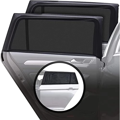 Offerta a tempo: Caramaz - Tendine parasole auto bambini, con protezione dai raggi UV, copertura senza interruzioni, Calza parasole auto, con stampa amorevole, Set di 2, Taglia L (X-Large, NeroXL) - 0.00% da 14.99 € a 14.99 €