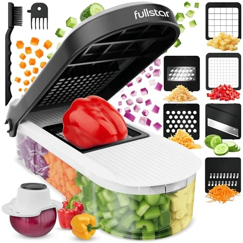 Oferta limitada: Fullstar Multifuncional Cortador de Verdura Mandolina de Cocina Profesional - Manual Picador de Verduras Patatas Cebolla - Rallador Verduras y Queso - Gadgets Cocina (Compacto 6-en-1 Blanco) de 18.99 EUR a 18.99 EUR (ahorro 17%)