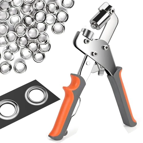 Offerta a tempo: Pinze per Occhielli per Teloni e Tessuti - Set di Occhiellatrice per Teloni Professionali con 300 Occhielli (Ø 10 mm), Occhiellatrice Manuale con Magneti per Occhielli in Acciaio - 0.00% da 25.99 € a 25.99 €