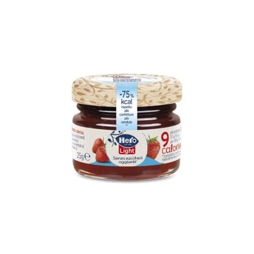 Offerta a tempo: Hero Light | Confettura Fragola, Marmellata Senza Zuccheri Aggiunti, Solo 11 Calorie Per Porzione, Marmellata Monodose In Vetro 48x25 g - 0.00% da 47.90 € a 47.90 €