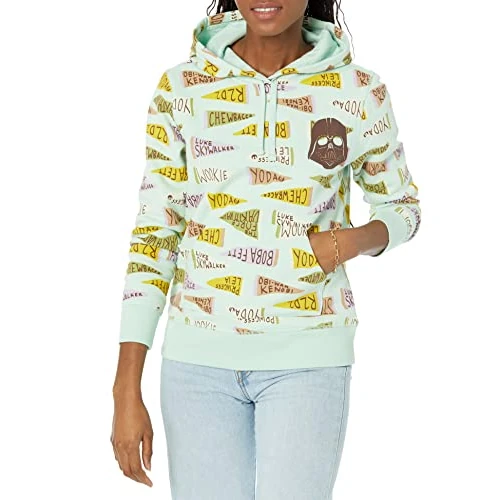 Amazon Essentials Disney | Marvel | Star Wars | Princess Sweat-Shirts à Capuche en Polaire (Grandes Tailles Disponibles) Femme, Star Wars Pennant, XL