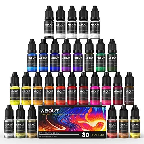 Offre limitée : Alcohol Ink Set - 30 Couleurs Encres Alcool Hautement Concentrée Colorant Resine Epoxy - pour Fabrication de Boîtes Pétri Résine, Sous-verre, Les Bijoux(10 ml) de 23.99 € à 23.99 € (0.00% de remise)