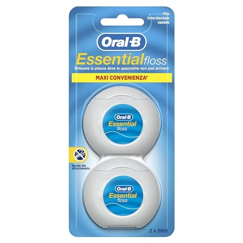 Oral-B Essential Dental Floss 50 Metres (6 Twin Packs) Mint Flavoured / (12 Individual Packs Total)