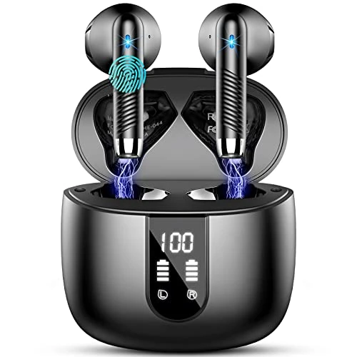 Drsaec Ecouteurs Bluetooth sans Fil, Écouteurs Bluetooth 5.3 2024 Écouteurs sans Fil avec 4 ENC Réduction de Bruit Mic, IP7 Étanches Oreillette 48H Stéréo USB-C Casque pour Sport/Travail