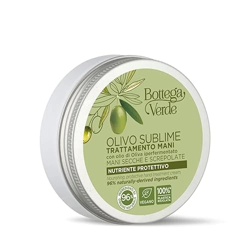 Bottega Verde - Crema Mani Olivo Sublime, 50 ml, Nutriente Protettiva, con Olio di Oliva Biologico, Trattamento Intensivo per Pelle Secca e Screpolata