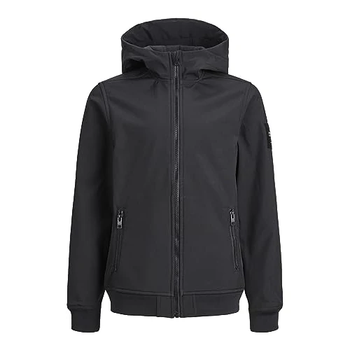 JACK & JONES Jjebasic Softshell Hood Sn Jnr Garçon Veste, Noir, 152