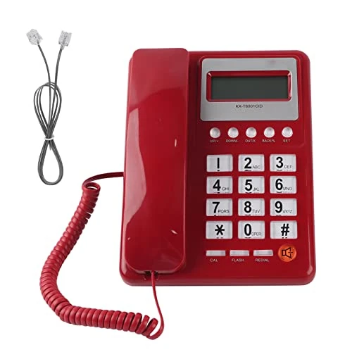 Schnurgebundene Telefone Festnetz mit Anrufer-ID-Anzeige, Festnetztelefon mit Freisprecheinrichtung für Hotel Home Office Haus, Rotes Retro-Tischtelefon für ältere Menschen, Digitaler Anrufbeantworter