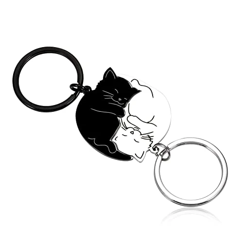 Limitiertes Angebot: VGWON Niedlicher Katzenpärchen Paar Schlüsselanhänger, Romantisches Geschenk für Herren Damen zum Valentinstag, Geburtstag und Jahrestagsgeschenk für Freund/Freundin, golden von 11.99 EUR auf 4.99 EUR (Spare 58%)