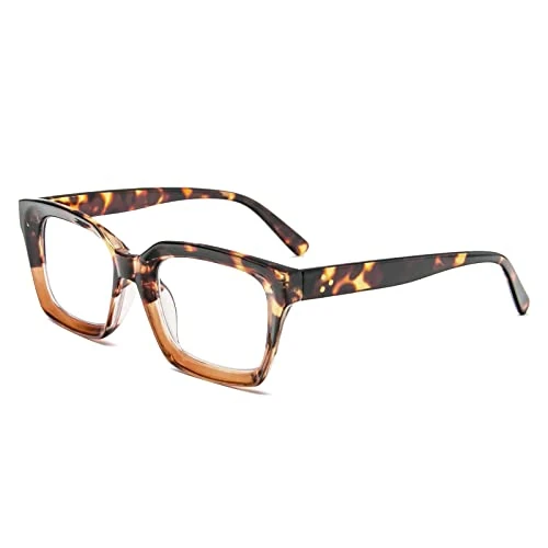 Offerta a tempo: MMOWW Occhiali da Lettura Rettangolari - Oversized Square Frame Anti Luce Blu Occhiali donna uomo (Tartaruga, +1.5) - 20% da 7.99 € a 6.39 €