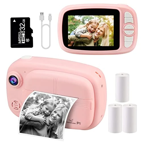 Offerta a tempo: GlobalCrown Macchina Fotografica bambini Istantanea,Fotocamera Istantanea per bambini Video Fotocamera digitale 3,5 Pollici Schermo regali per 3-12 anni (incluso 4 rotoli carta di stampa e 32GB Card) - 40% da 59.99 € a 35.70 €
