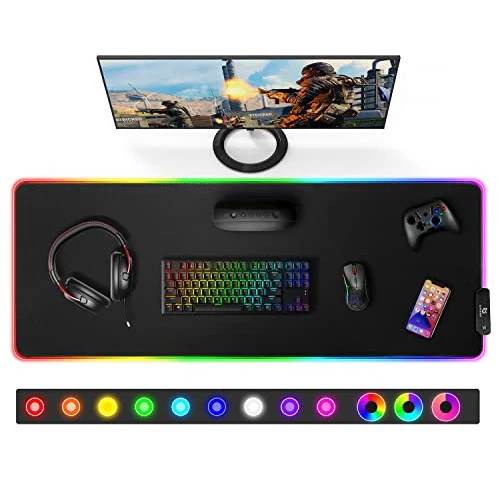 Tijdelijke aanbieding: Gimars Gaming Muismat RGB, Grote Mousepad met 12 LED Lichtmodi, XXL 800x300mm Mouse Pad met Premium Oppervlak, 5mm Verdikte Mat, Toetsenbord en Muismat voor Bureau, Gaming, Kantoor PC van 16.98 EUR naar 16.98 EUR (korting 0%)