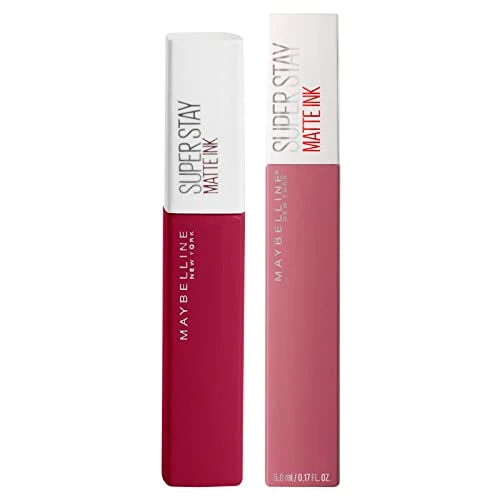 Offerta a tempo: Maybelline New York SuperStay Matte Ink Tinta Labbra ad Effetto Coprente Colore Intenso a Lunga Durata con Applicatore di Precisione a Punta Kit Make Up da 2 Rossetti con 115 Founder e 15 Lover - 6% da 19.99 € a 18.89 €
