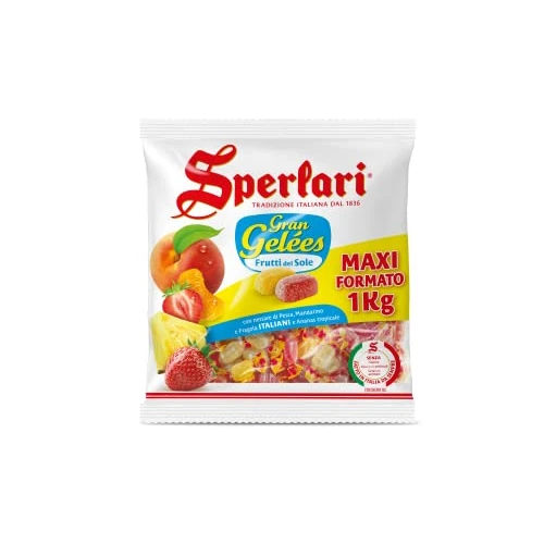 Sperlari Frutti del Sole, caramelos surtidos con fugas, mandarina, fresa y piña, 1 kg