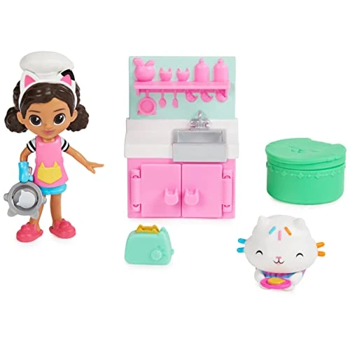 Offerta a tempo: Gabby's Dollhouse, set Lunch and Munch Kitchen con 2 personaggi giocattolo, accessori e mobile, giocattolo per bambini dai 3 anni in su - 50% da 14.99 € a 7.50 €