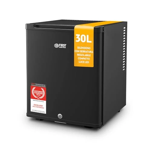 Offerta a tempo: TZS First Austria - Mini Frigorifero 30L completamente silenzioso - Piccolo Minifrigo con porta reversibile e luce interna - Minibar per campeggio, ufficio, camera da letto e hotel - Nero opaco - 0.00% da 199.95 € a 199.95 €