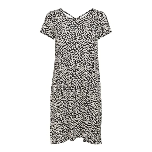 Offerta a tempo: Only Onlbera Back Lace Up S/S Dress Jrs Noos, Vestito, Donna, Nero / Aop: Eggnog Leo, M - 34% da 24.99 € a 16.50 €