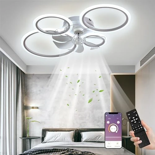 Offerta a tempo: Ventilatore Da Soffitto Con Illuminazione, Plafoniera A LED Con Ventilatore E Telecomando Per App, Plafoniera Dimmerabile Da 96 W, Luce Temporizzata Per Ventilatore Per Soggiorno Camera Da Letto - 0.00% da 95.99 € a 95.99 €