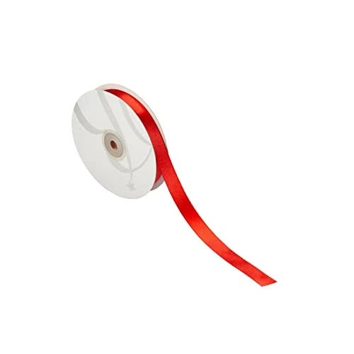 Podwójna satyna wstążka 10mm x 50 metrów na rękodzieło, Boże Narodzenie, dekoracje, Nadaje się do pakowania prezentów, przyjęć urodzinowych, ślubów, Ślub (czerwony)