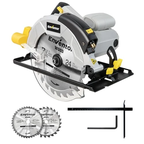 Offerta a tempo: Enventor 1200W Sega Circolare con Guida Laser, 2 Lame per Legno - 6% da 63.99 € a 59.99 €