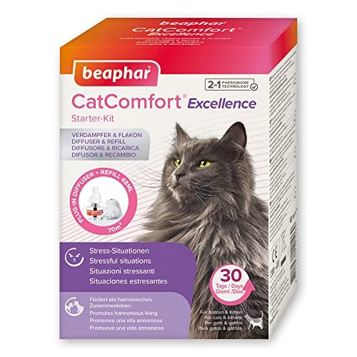 Offerta a tempo: Beaphar CatComfort Excellence Starter Kit, Antistress Gatto con Feromoni Felini, 1 Diffusore + 1 Ricarica 48 ml per un Ambiente Calmo e Senza Stress, Copertura fino a 70 m2 - 0.00% da 16.99 € a 16.99 €