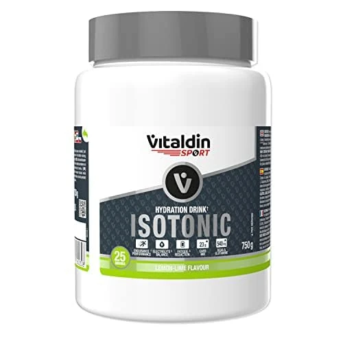 VITALDIN Sport Hydration Drink Isotonic – Isotonic Drink Powder with Electrolytes, BCAAs and Glutamine – Isotonic for Hydration + Fast and Sustained Energy – Running & Cycling; Lemon Lime – 750g