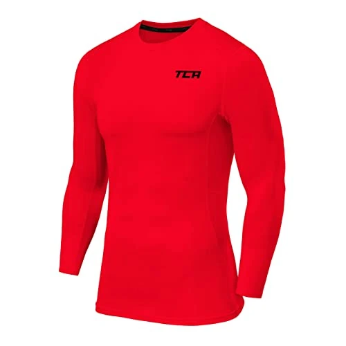 Limited-time offer: TCA Boys' Long Sleeve Compression Shirt, Athletic Workout Sports Undershirt Base Layer Top - High Risk Red, My 8-10 Years from 14.99 GBP to 14.99 GBP (save 0%)