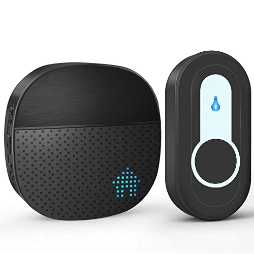 Limitiertes Angebot: SURFOU Funkklingel 400M Reichweite Funk Klingel haustür IP55 Aussen Wasserdicht Kabellose Türklingel Sender mit Batterien mit 55 Klingeltönen, 5 Lautstärken, LED Blinken, Schwarz von 14.99 EUR auf 10.70 EUR (Spare 29%)