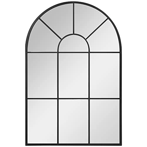 Offerta a tempo: HOMCOM Specchio da Parete Moderno ad Arco, Specchio Camera da Letto a Muro con Cornice e Ganci, per Soggiorno e Ingresso, in Vetro e Metallo, 91x60 cm, Nero - 12% da 65.95 € a 58.13 €