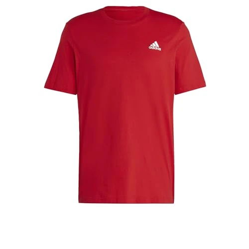adidas Men's Essentials Single Jersey Embroidered Small Logo Tee, Better Scarlet, L