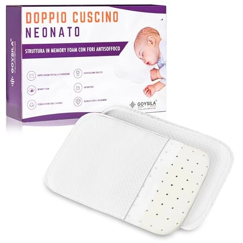 Offerta a tempo: GOYSILA Set 2 Cuscini Neonato Antisoffoco Memory Foam Per Passeggino Carrozzina Compatibile Chicco Next2Me Inglesina Foppapedretti Traspirante Con Federa 100% Cotone Lavabile Antiacaro Morbido - 0.00% da 29.90 € a 29.90 €