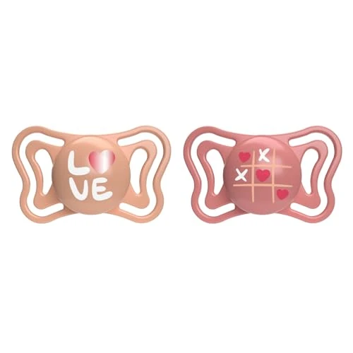 Chicco PhysioForm Light Silicone Soother 16-36 Months Pacifier for Girls with Silicone Teat, Lightweight, Ergonomic Shape, Supports Proper Development of the Mouth, Pink, Pack of 2