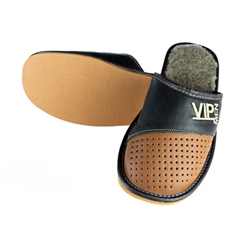 Limitiertes Angebot: APREGGIO Hausschuhe Winter Herren Leder Pantoffeln - Hauspantoffeln Herren Pantoffeln Hauslatschen Für VIP - Braun - Größe 45 von 18.44 EUR auf 18.44 EUR (Spare 0%)