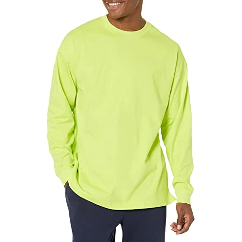 Limited-time offer: Amazon Essentials Men's Oversized Long-Sleeved Organic Cotton T-Shirt, Lime Green, 5XL Plus Tall from 14.27 GBP to 14.27 GBP (save 0%)