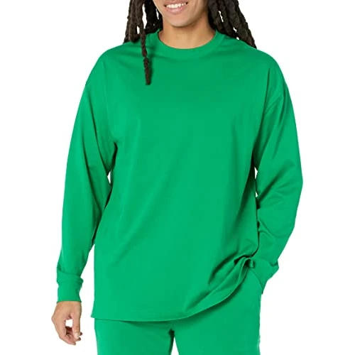 Offerta a tempo: Amazon Essentials Maglietta Oversize a Maniche Lunghe in Cotone Biologico Uomo, Verde, 6XL Plus - 0% da 14.01 € a 14.01 €
