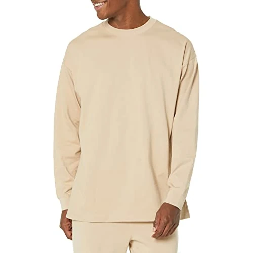 Offerta a tempo: Amazon Essentials Maglietta Oversize a Maniche Lunghe in Cotone Biologico Uomo, Tan, XXL - 38% da 22.80 € a 14.10 €