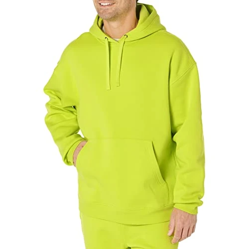 Limited-time offer: Amazon Essentials Men's Oversized Fit Heavyweight Sweatshirt Hoodie (Available in Big & Tall), Lime Green, S from 18.50 GBP to 18.50 GBP (save 0%)