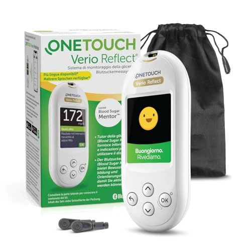 OneTouch Verio Reflect® Glucometro | Sistema per l‘automonitoraggio della glicemia | contiene 1 glucometro, 1 dispositivo pungidito, 10 lancette sterili