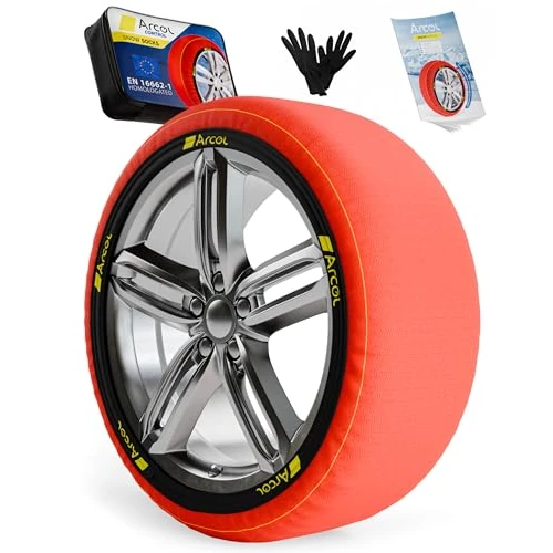 Limited-time offer: ARCOL Snow Socks for Car Tyres – TWO Anti Slip Textile Snow Chains for Car. M Auto Snow Sock for R13 - R19 (detailed tyre grips inside). EN 16662-1 Certified Winter Car Accessories for Road Safety from 49.99 GBP to 49.99 GBP (save 0%)