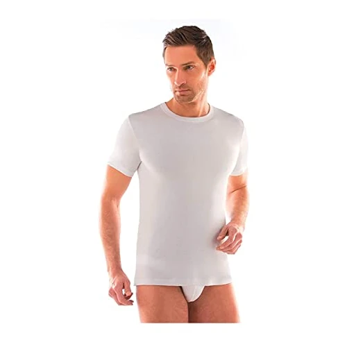 Liabel Camiseta interior de hombre de felpa de 3-6 piezas cuello redondo jersey hombre de cálido algodón 2828, 3 unidades blancas, S