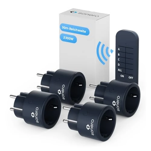 Offre limitée : sonero® Jeu de Prises radiocommandées 2300 Watts - 1x télécommande, 4X Prises pour Usage intérieur, portée 30m, Anthracite (Prise Allemande) de 34.82 € à 34.82 € (0.00% de remise)