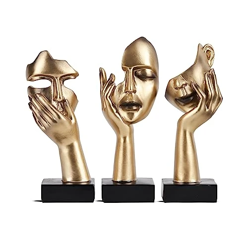 Offerta a tempo: oliruim 3 statue pensatrici, scultura artistica astratta nera dorata moderna decorazione per la casa decorazione da tavolo regalo di Natale Capodanno (3 pezzi oro) - 0.00% da 25.88 € a 25.88 €