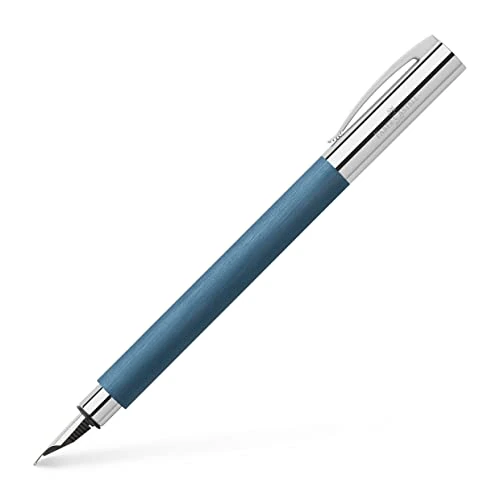 Faber-Castell 147141 - Stylo Ambition résine précieuse, bleu, largeur de plume F, 1 stylo plume avec emballage cadeau