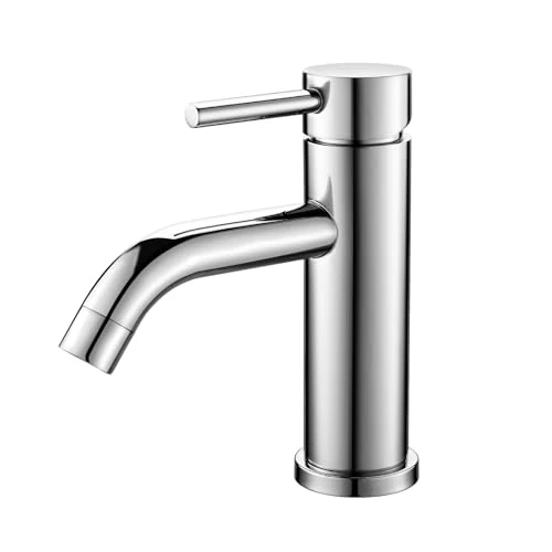 Ibergrif Badarmatur Waschbecken Chrom - Einhebelmischer Bad mit 68mm Auslaufhöhe, Waschtischarmatur aus Messing, Mischbatterie für Gäste-WC & Badezimmer, Wassersparend, M11003