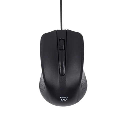 Ewent EW3300-3 Button USB Wired Optical Mouse, 1000 DPI, Ergonomic Design, Ambidextrous, PC/Mac/Laptop/Chromebook - Black