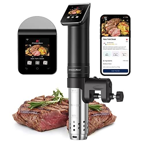 KitchenBoss Sous Vide Garer Stick G330, WLAN, IPX7 Waterproof, TFT Touch Display, 1100W, Metal, Black, Sous Vide Machine