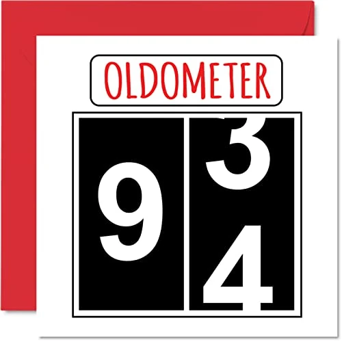 Biglietto di auguri il 94° compleanno uomo donna - Oldometer - Biglietto di auguri bisnonno nonno nonna nonna nonna papà mamma 145mm biglietto di auguri 94° compleanno