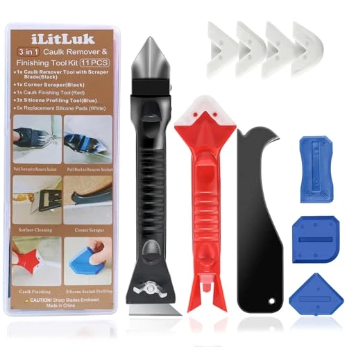 iLitLuk Strumento per Calafataggio Kit di Strumenti per Rinnovare le Giunti in Silicone Raschietto per Stucco Strumento per la Rimozione e l'applicazione Del Caucciù Prodotto per Rimuovere lo Stucco