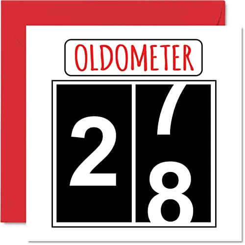 Fun 28th Birthday Cards for Men Woman - Oldometer - Happy Birthday Card for Son Daughter Brother Sister Uncle Auntie Niece Nephew Cousin, 145mm Greeting Cards, 28th Card